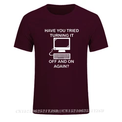 Compture Programmer T Shirts Have You Tried Turning It Off And On Again Code Funny Men's Tops T Shirt Premium Cotton Clothes