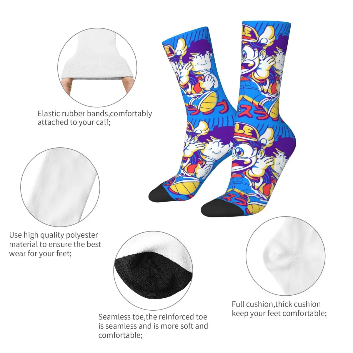 Funny Male Men Socks Hip Hop Dr.Slump Anime Sock Polyester Arale Norimaki Manga Sport Women Sock Spring Summer Autumn Winter