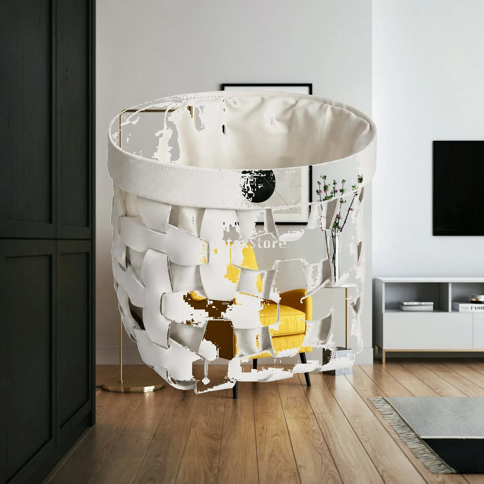 Open Top Braided Laundry Basket with Liner for Dirty Clothes Storage Bin for Home Organization