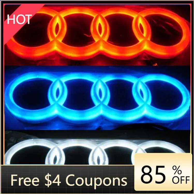 

For Audi AUDI 4D Refitted LED Lamp Car Front Logo Light For AUDI A3 A4 A5 A6 A7 A8 S3 S4 S5 S6 S7 Q3 Q5 Q7 TT Decoration Access