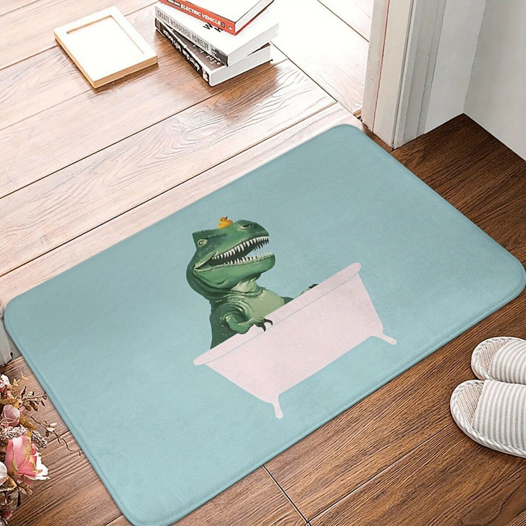 

1PC Dinosaur Shower Pattern Door Mats Kitchen Rugs Non-Slip Pop design Bathroom Rugs Bath Mat Carpet for Home Sink Laundry Decor