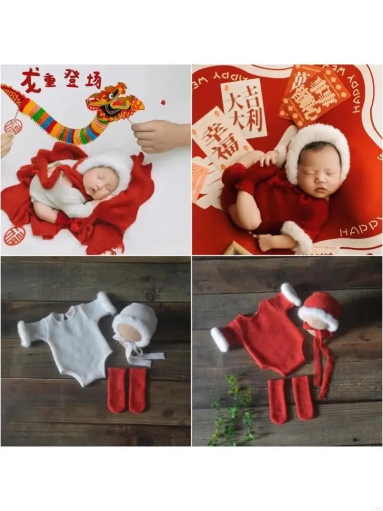CORB Newborns Jumpsuit and Matching Hat Socks Pictures Taking Suits Baby Birth Costume Blanket for Photography