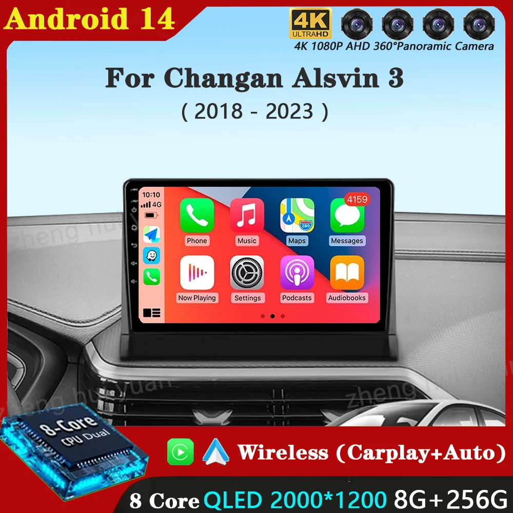 For Changan Alsvin 3 2018 - 2023 Car Android14 Head Unit Radio Multimedia Navigation GPS Carplay Stereo Video Player 4G