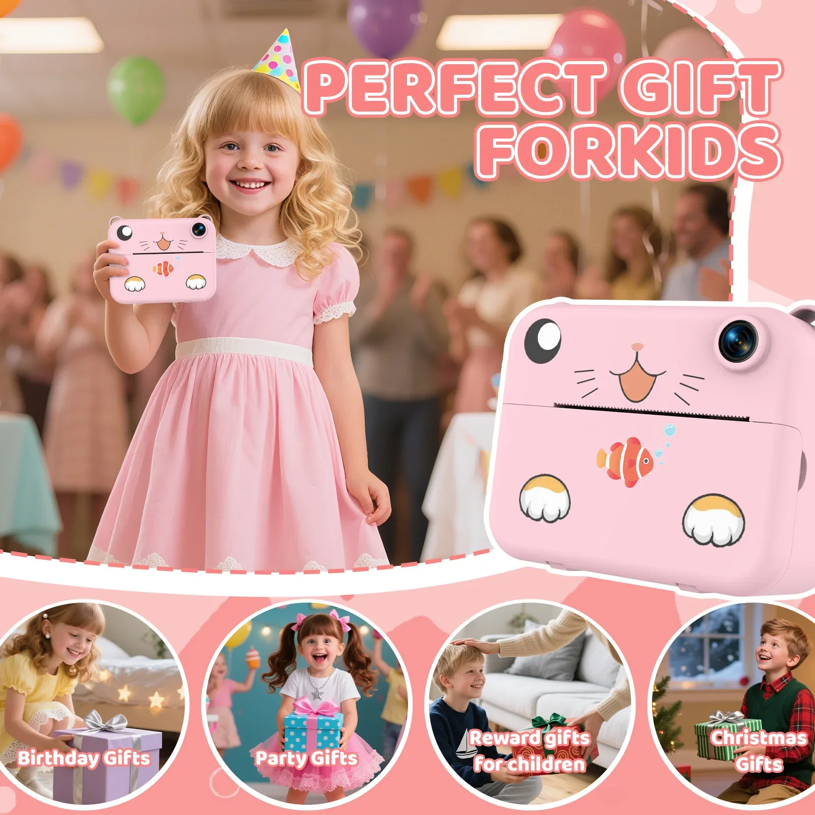 Digitale kindercamera Kindercamera Instant Print Foto HD Videorecorder Mini thermische printer Beste verjaardag Feestelijke geschenken 1080p