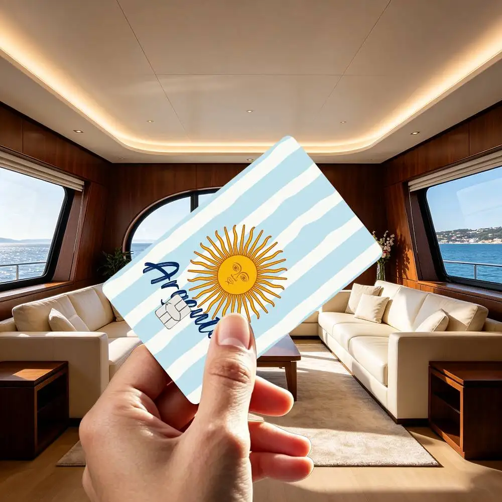 Argentina Aesthetic FlagS Pattern  Credit Card HD Stickers Small Chip Waterproof Sticker Game Card Decal Gift