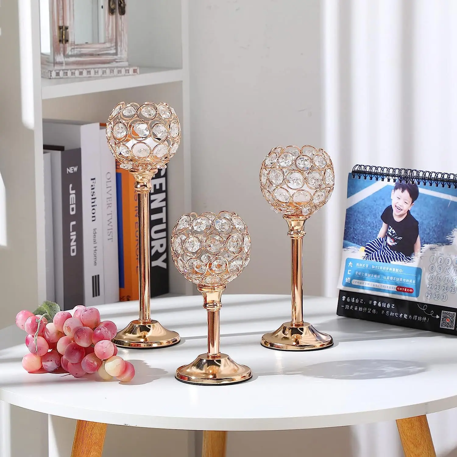 

1Pcs 3 sizes Crystal Metal Candle Holder Tea Bowl Candlestick Wedding Party Birthday Home Decoration Dinning Table Room Decor