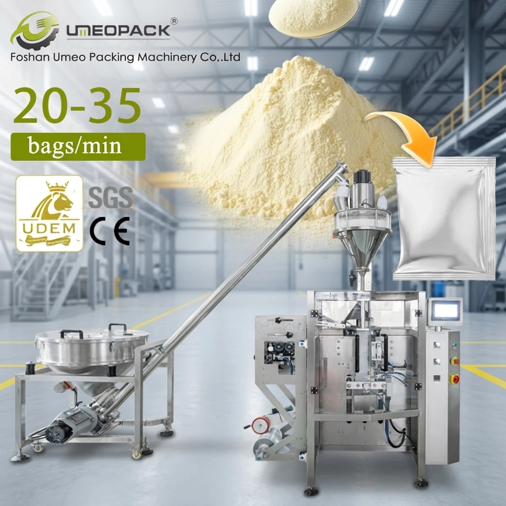 Automatic Powder Packing Machine with Auger Filler 90-2500g for Coffee Milk Spice 3 Side Seal Sachet Pouch Packaging Machine PLC