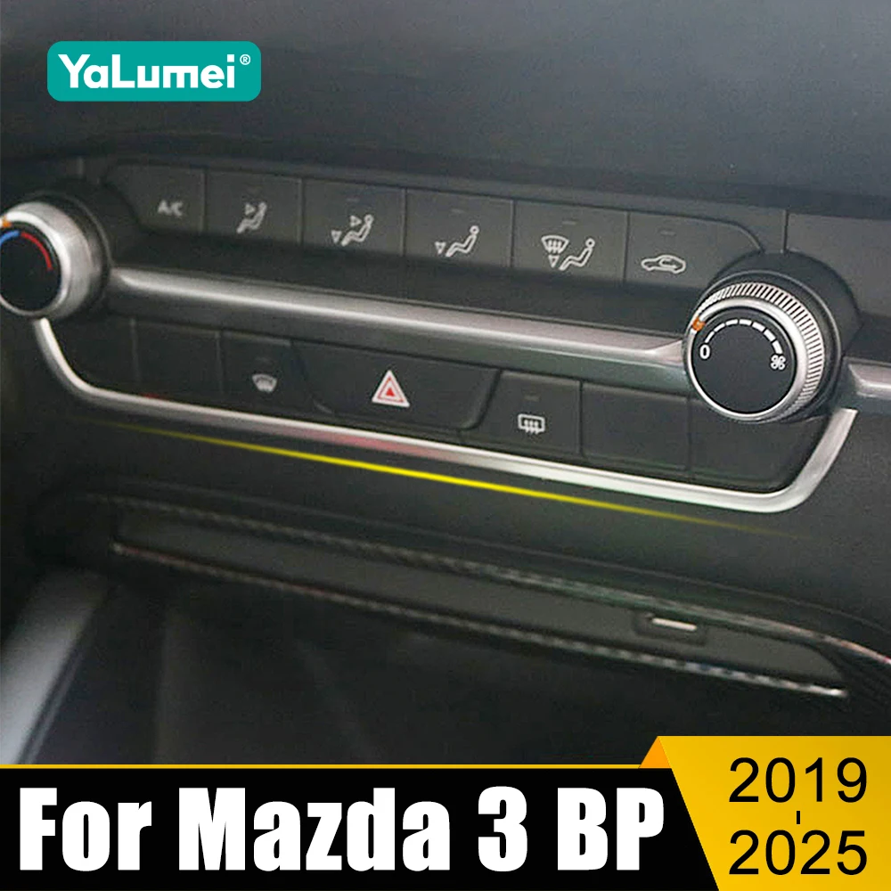 

For Mazda 3 BP 2019 2020 2021 2022 2023 2024 2025 Stainless Car Central Control Conditioner Adjustment Button Trim Strip Cover