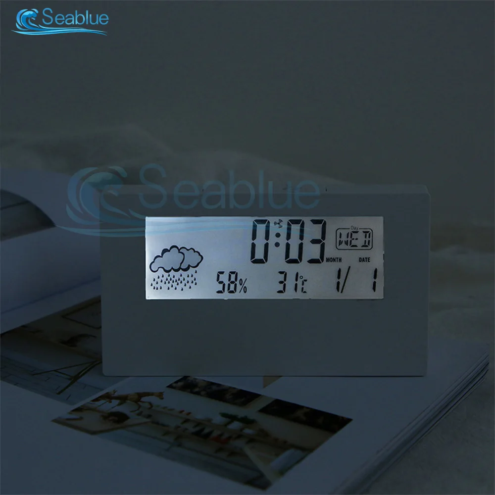 Electronic Alarm Clock Temperature And Humidity Meter Lcd Display Small Alarm Clock Humidity Tester Desktop Temperature Tester