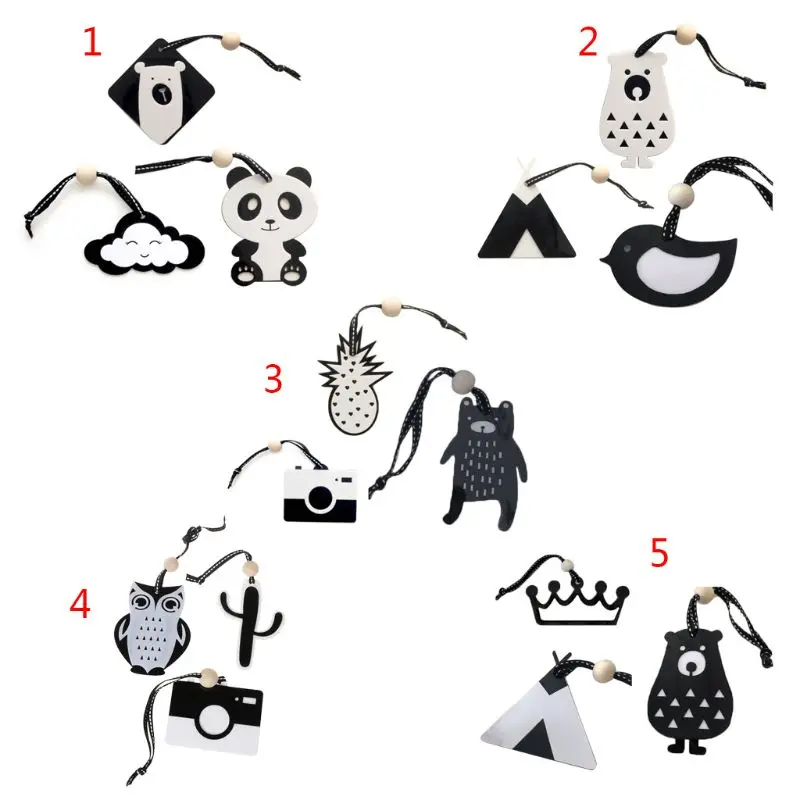 4XBD Children Room Decor Panda Bear Cloud Black White Hanging Strollers pendant