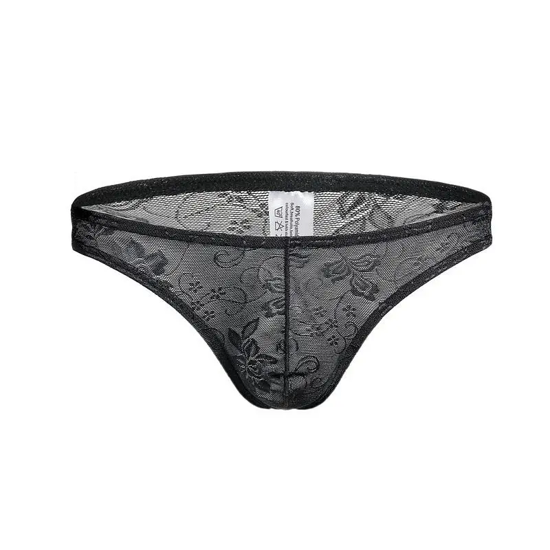 5PCS Mens Sexy Underwear Lace Briefs Bikini Low Waist Floral Briefs Lace Pants Pouch Short Brief Jockstrap Underpants