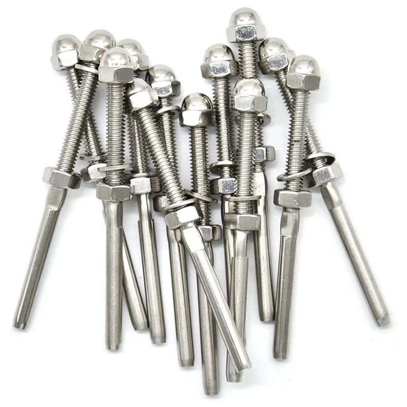 20 Pairs 1/8 Inch Cable Railing Kits 30 Degree Beveled Washer Threaded Stud Tension End Fitting Terminal For Decking-BAAX