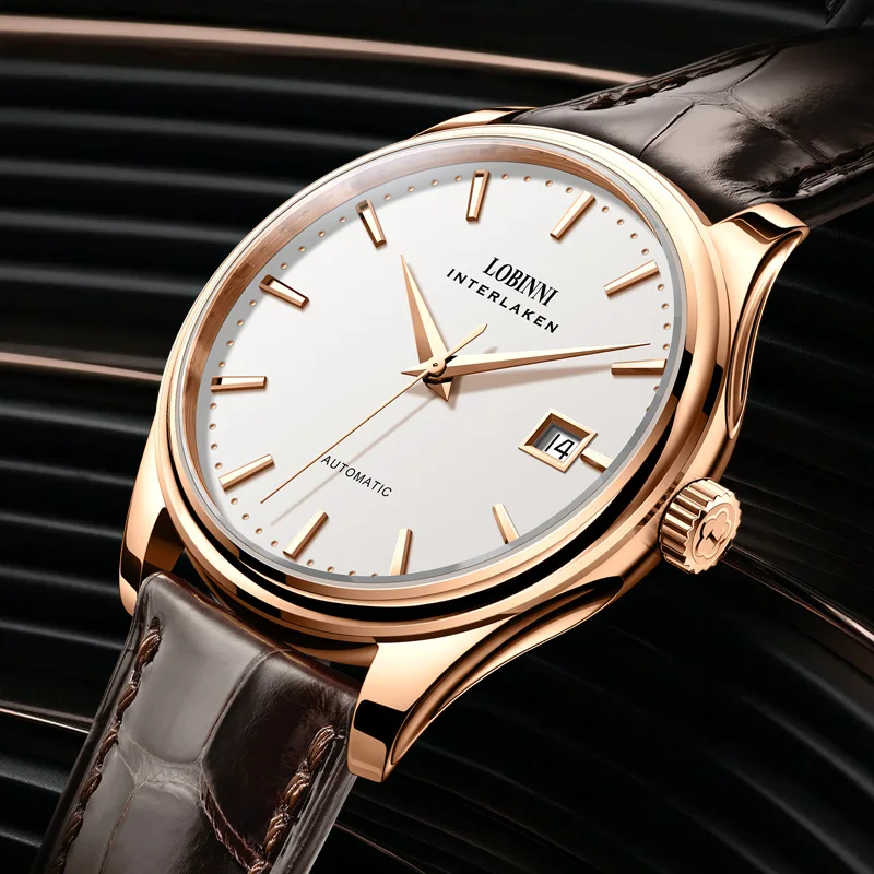 

LOBINNI Simple Style Seagull ST2130 Movement Business Leather Sapphire Crystal Glass Men Waterproof Automatic Watch