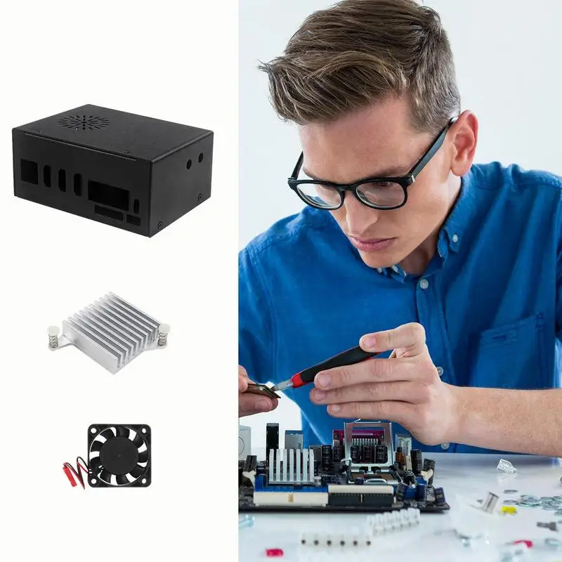 Metal Case With Fan Heatsinks Efficient Metal Case With Cooling Fan Efficient Aluminum Heatsinks Kit With Sleek Black Design For