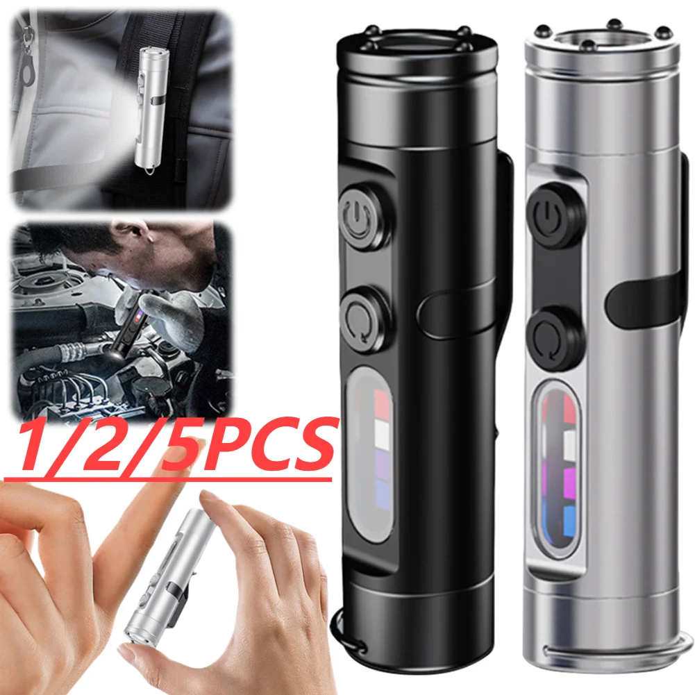 

Taclite Mini Flashlight Torch 5/2/1PCS Rechargeable Magnetic LED Light Tactical Flashlight Outdoor Emergency Torch with Hat Clip