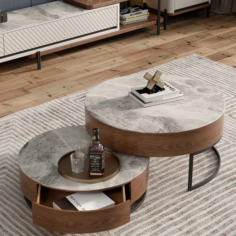 -aa Factory Price Smart Lift Top Coffee Table Set Luxury Modern Nesting Round Marble Coffee Table