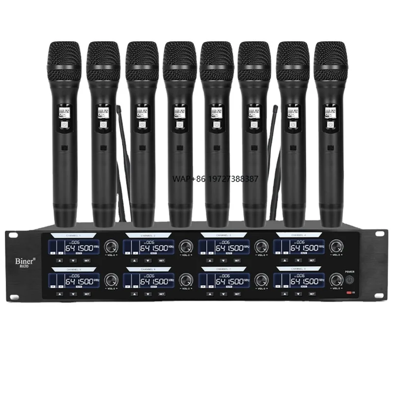 

Biner DR998 Professional Long-Distance Reception Handheld Dynamic Wireless Microphone for Stage Performance