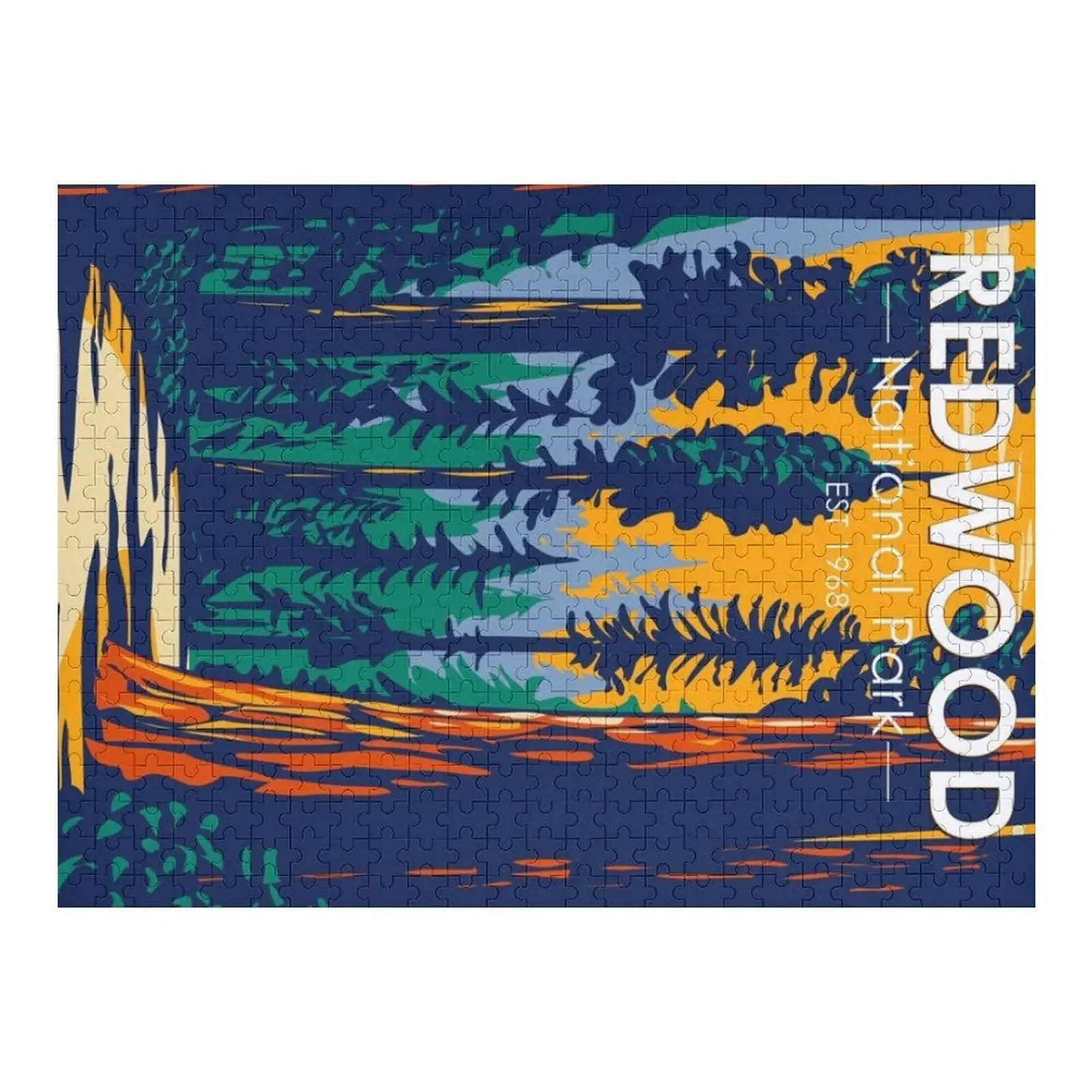 

Национальный парк Redwood, Калифорния, винтажный пазл, персонализированная игрушка, детская деревянная персонализированная подарочная головоломка с фотографией
