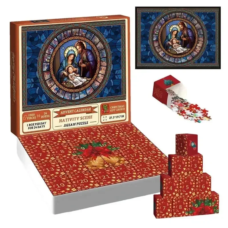 Nativity Scene Advent Puzzle Advent Calendar Jigsaw Puzzle Nativity Scene 24 Days Countdown To Christmas Advent Calendar