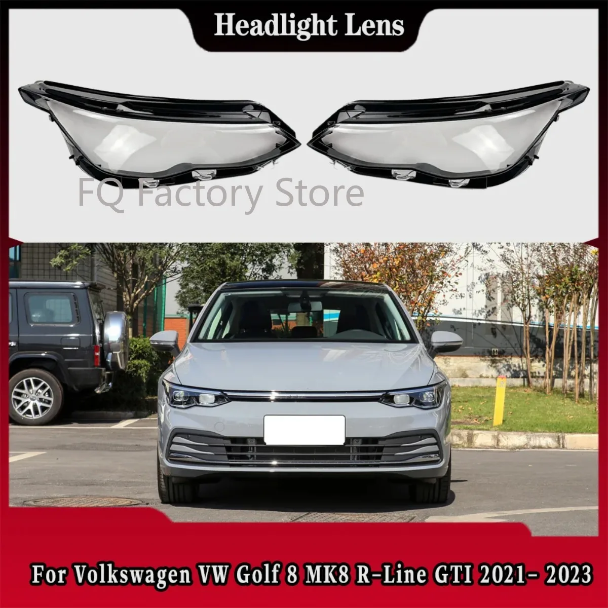 

Pair Car Headlight Lens Cover Lampcover Cover Lampshade Shell For VW Golf 8 MK8 R-Line GTI 2021 2022 2023 Headlight Cover