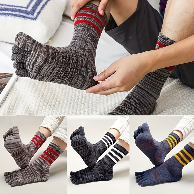 3 Paar modische Fünf-Finger-Socken für Herren, Zehensocken, atmungsaktive Baumwolle, sportliche Socken für Laufen, Wandern, Sport, Fitnessstudio, Freizeit