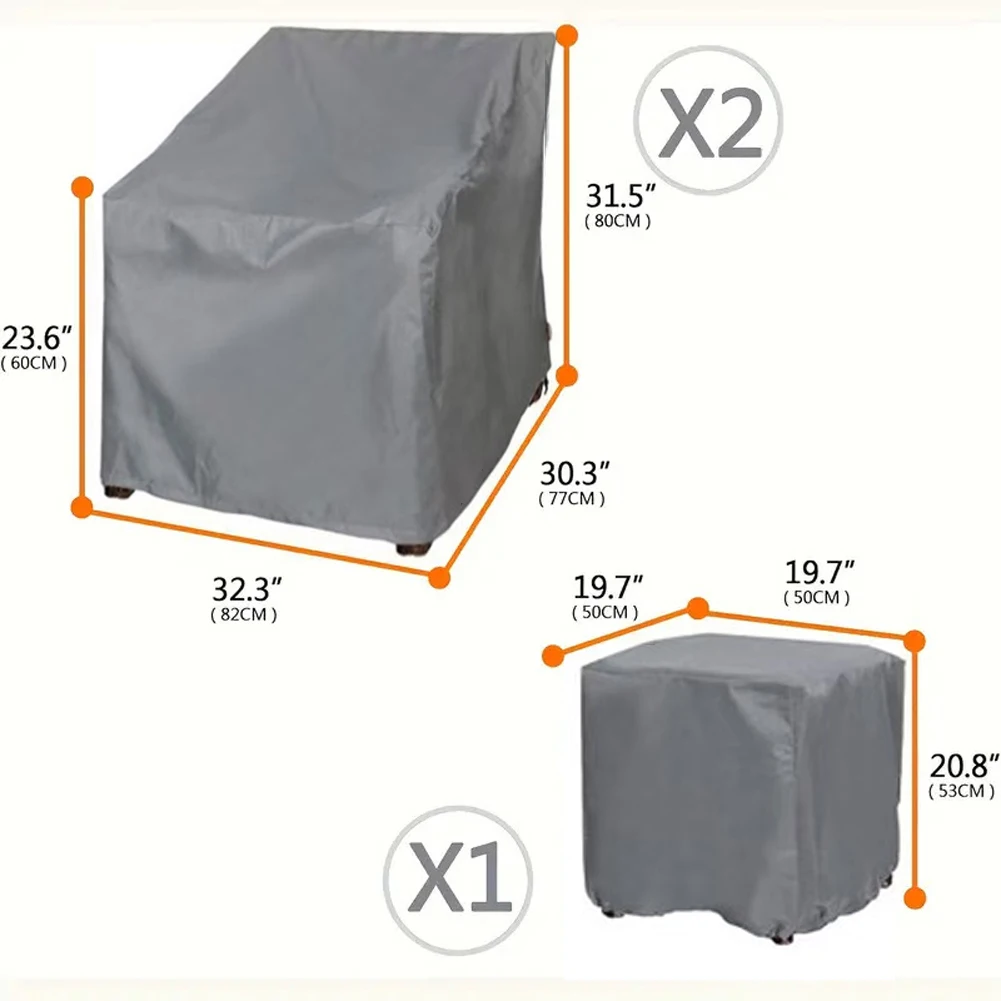210D Oxford Weather Resistant Patio Furniture Covers 3pcs Set for Outdoor Sofa Two Chairs and Center Table Use