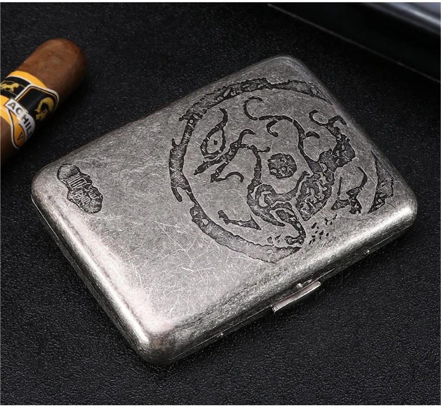 16 Pack Of Antique Silver Metal Cigarette Boxes With Old Craftsmanship Men's Portable Pressure Resistant Moisture-Proof