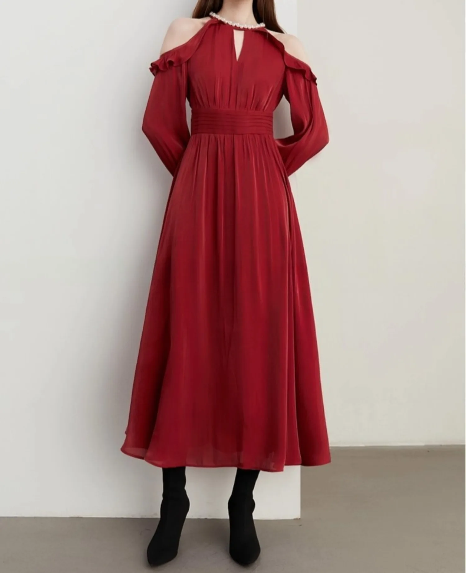 

Женское ажурное платье с длинными рукавами и бисером, уличная одежда с высокой талией, шикарное облегающее платье, элегантная винтажная одежда для женщин