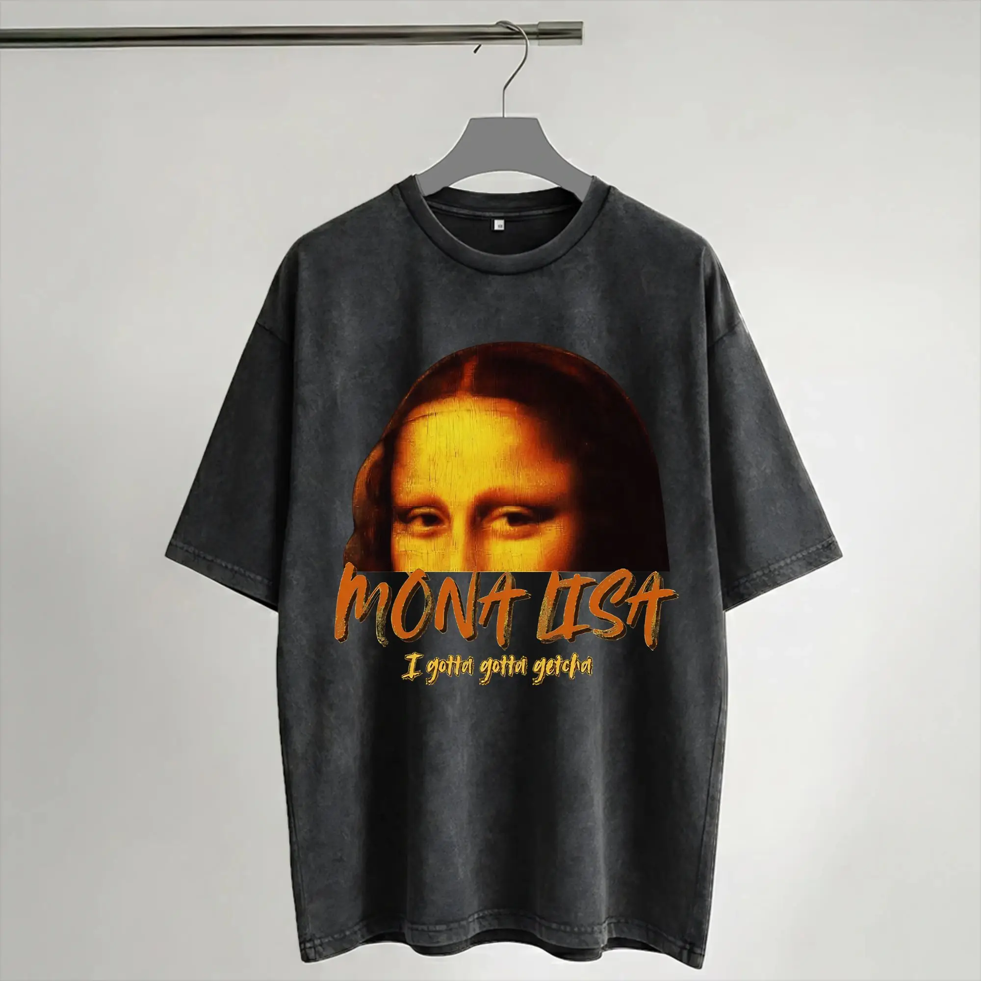 Harajuku Washed Shirts La Gioconda Mona Lisa Merch Retro T Shirt Harajuku  Streetwear Short Sleeve Summer Tees