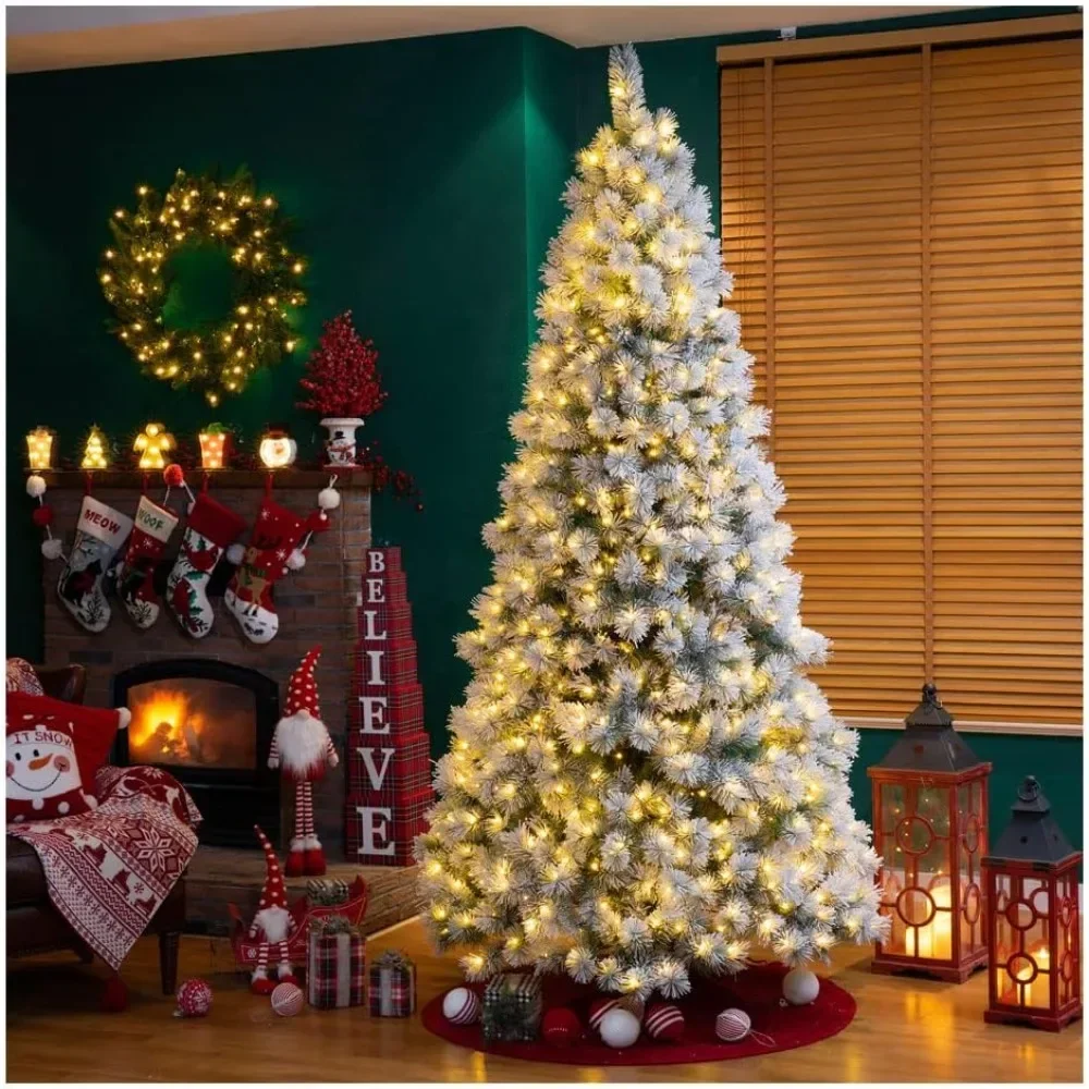 

9ftChristmas Tree,Pre-Lit Snow Flocked Artificial Pinewith 900 Warm White Lights,for Holiday New Year Home Decor,Large Xmas Tree