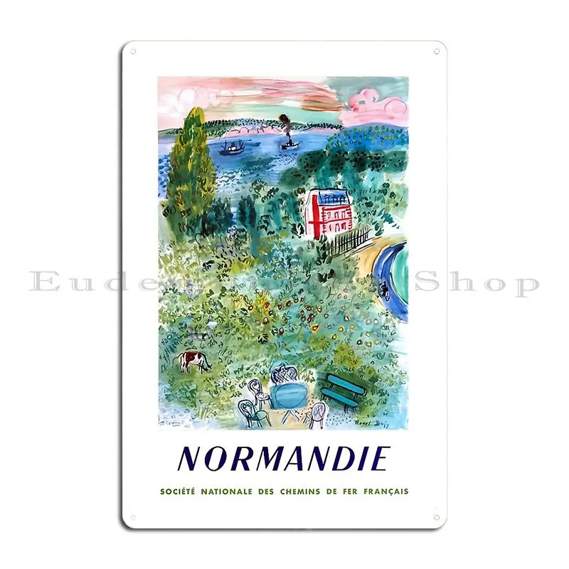 1952 Normandie France Railway Travel Poster Metal Sign Rusty Iron Garage Create Cinema Tin Sign Poster