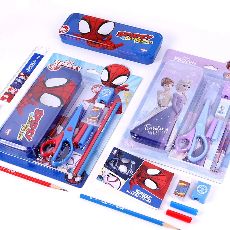 Disney Spider-Man Stationery Set Mickey Mouse Sofia  Multifunctional Elsa Lotso Exquisite Gifts Durable Cute Learning Box