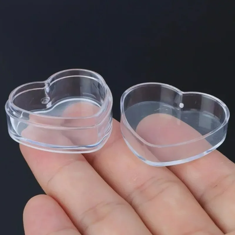 Mini Plastic Storage Boxes Transparent Flower Heart Shape Ring Earring Gift Protective Case Jewelry Display Box Jewels Packaging