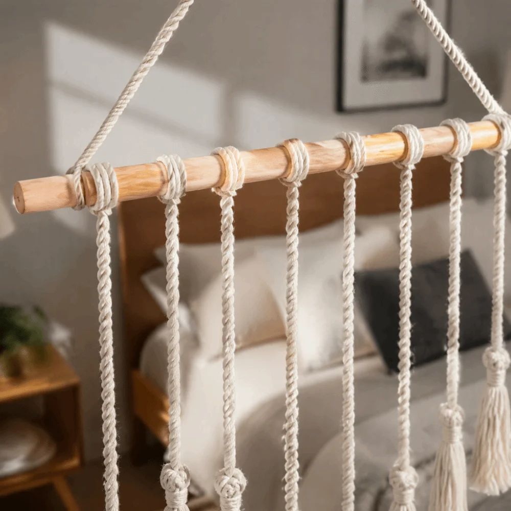 Woven Design Macrame Wall Hanging 25 Wood Clips 25.59 X 15.75 in Boho Wall Decor Wooden Clips White Hanging Photo Display