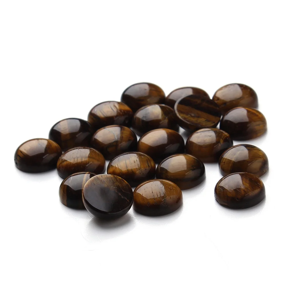 20Pcs Tiger Eye Semi Circle Stones 14Mm Flat Base Natural Stone for DIY Jewelry Accessories Stone Decor Crafts