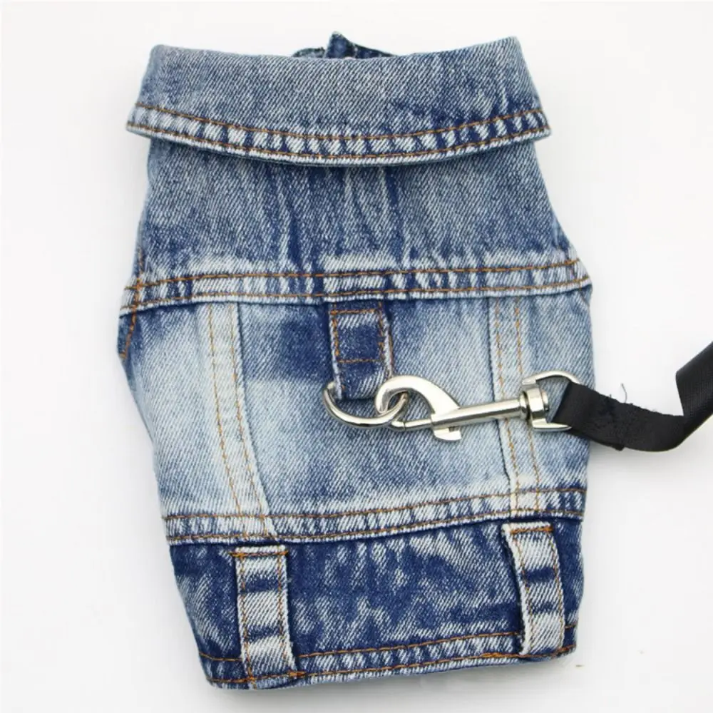 

Cool With D-Ring Dog Jeans Jacket Breathable Comfortable Dog Denim Shirts Pet Coat Outfits Dog