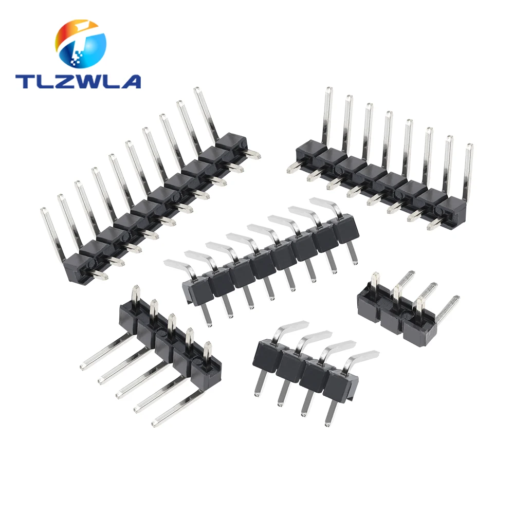 100PCS 1x40Pin 2.54MM Single Needle Curved Needle 90 Degrees Row Needles 1*2p 3p 4p 5p 6p 7p 8p 9p 10p 12p 20p 40MM Connector