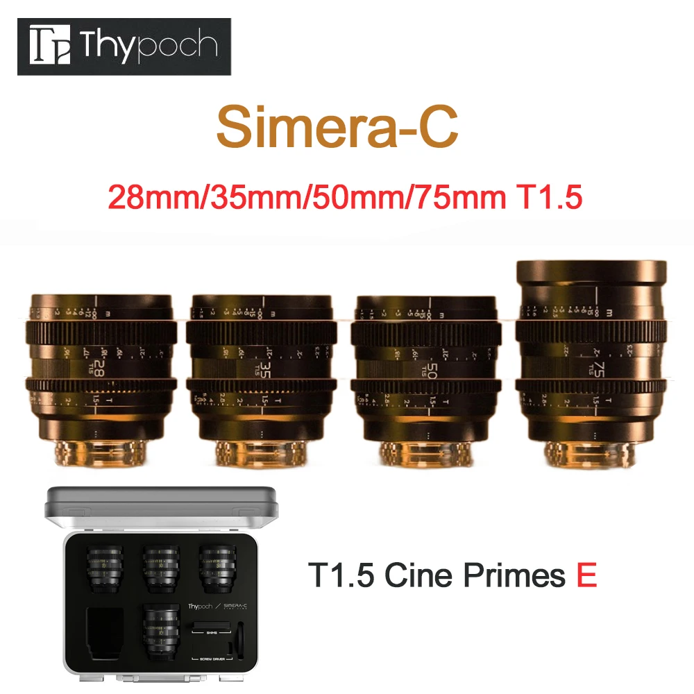 

Thypoch Simera-C 28mm/35mm/50mm/75mm T1.5 Cine Primes Lens Manual Focus Cine Primes Lens For Sony E Mount Cameras