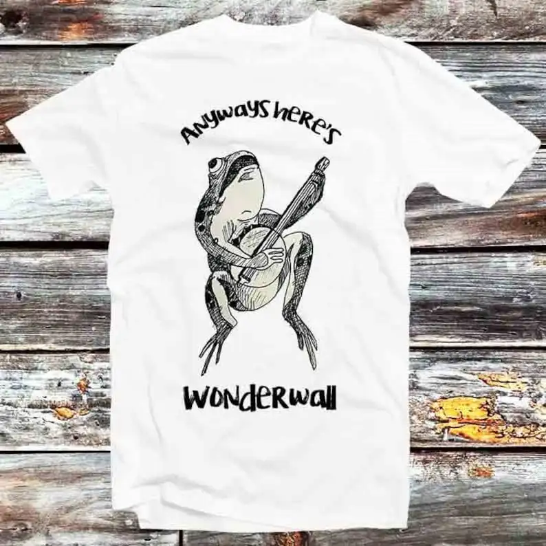 

Frog Toad Anyways Here's Wonderwall Playing Banjo T Shirt Vintage Retro Cool Gift Mens Womens Unisex Cartoon Anime Top Tee B164