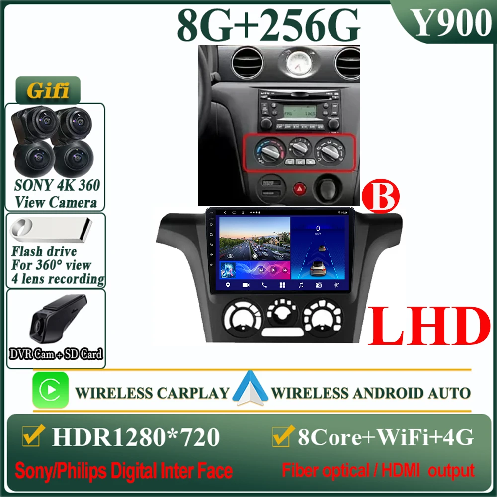 2K Android 16 autoradio voor Mitsubishi Outlander 1 2002-2008 multimediaspeler GPS navigatie Carplay split screen 2K