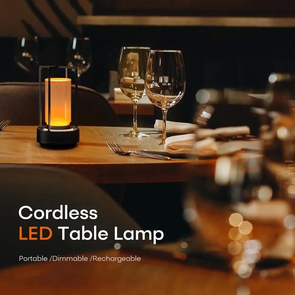 Lampada da tavolo a LED wireless, ricaricabile, regolabile in 3 colori, per esterno/interno, set di 2 nere