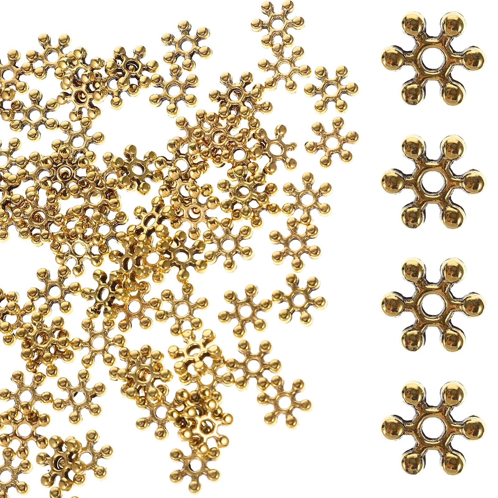 

200Pcs Vintage Alloy Spacer Beads Snowflake Design Loose DIY Jewelry Making Craft Accessories for Bracelets Necklaces