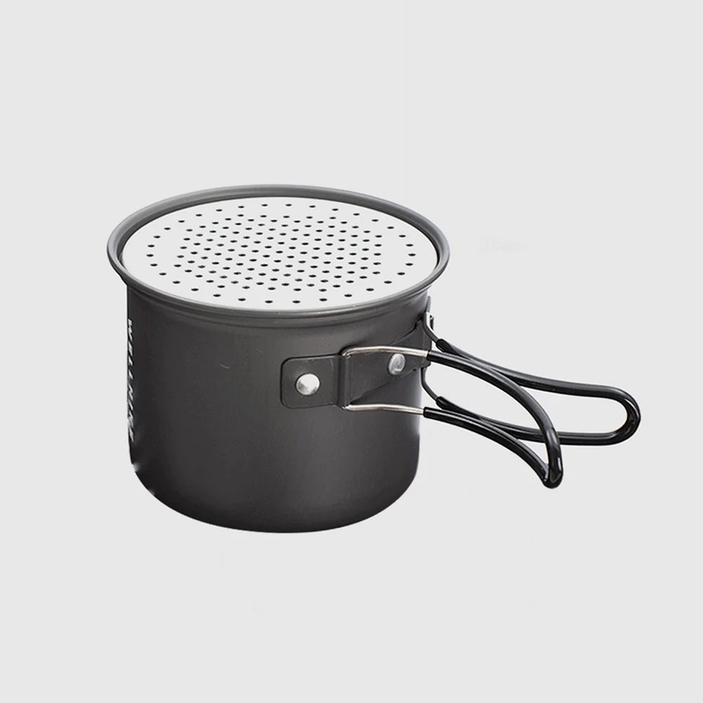 2 قطعة وعاء تجهيزات المطابخ التخييم مع مقبض أدوات المائدة السفر وعاء سبائك الألومنيوم الظهر وعاء والعتاد للرحلات التنزه #5