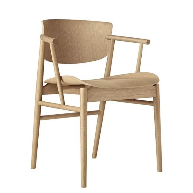 

Light luxury single backrest solid wood dining chair simple and modern