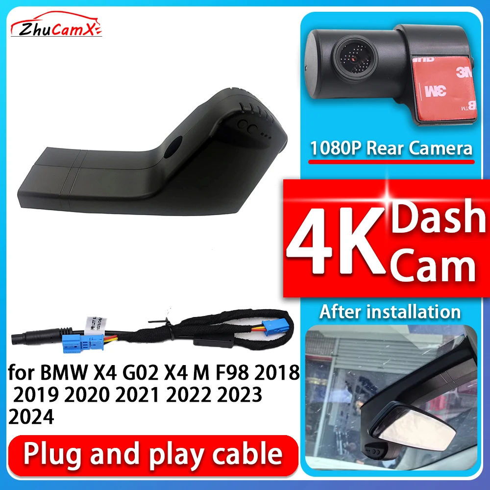 

ZhuCamX 4K 2160P Plug and Play DVR Dash Cam Video Night Vision for BMW X4 G02 X4 M F98 2018 2019 2020 2021 2022 2023 2024