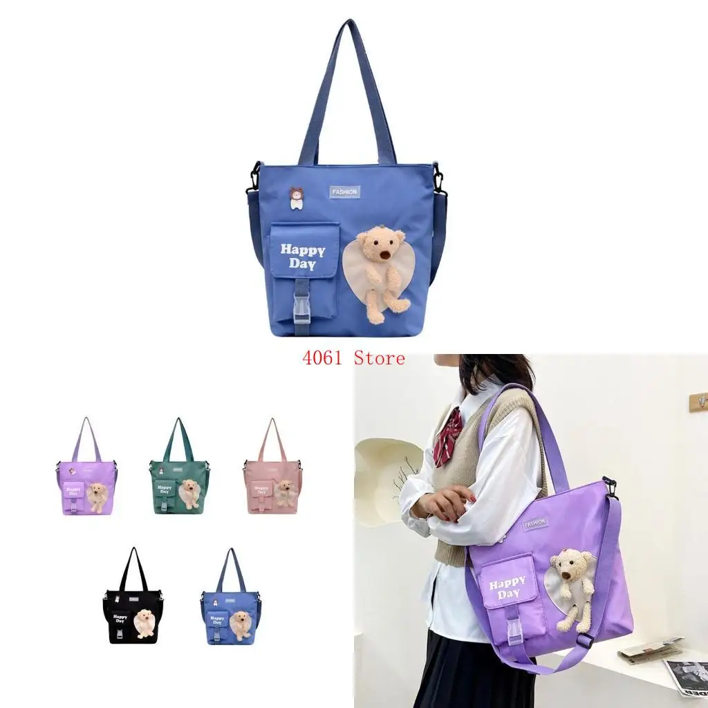 

Student School Bag Female Casual Shopping Handbag Bear for Doll Cartoon Decor
