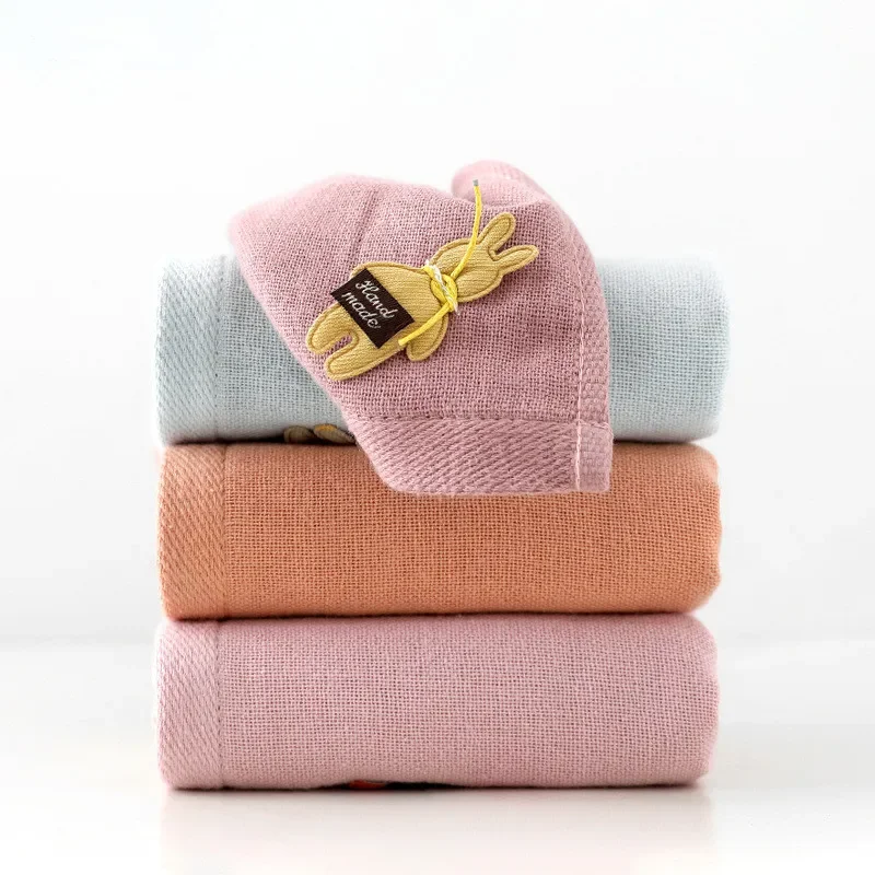 

1Pc 25x50cm Gauze Cotton Cartoon Rabbit Applique Children Face Wash Cloth Home Bathroom Hand Towel