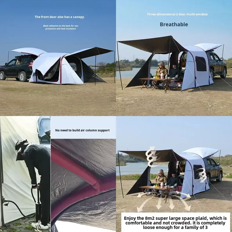 Manufacturer Car Mounted Outdoor Summer Inflatable Tent Camping Automatic Rear SUV Extended Canopy Roof Tent Waterproof