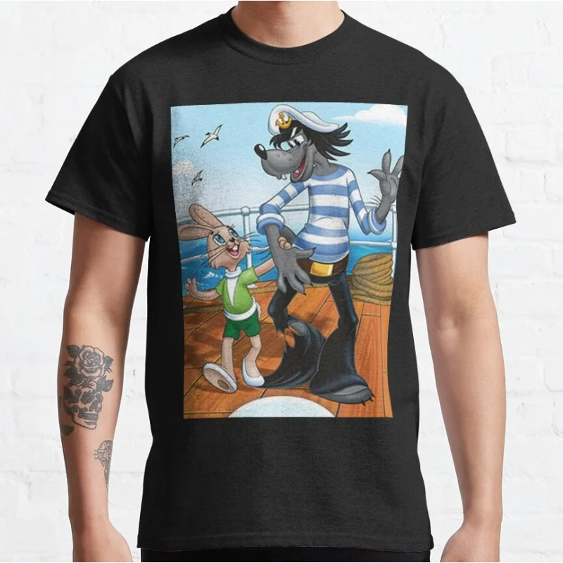 

Nu Pogodi Nu, pогоди old cartoon 0222 russia udssr wolf Volk and Zayats funny t shirt Retro Well Just You Wait printed clothing