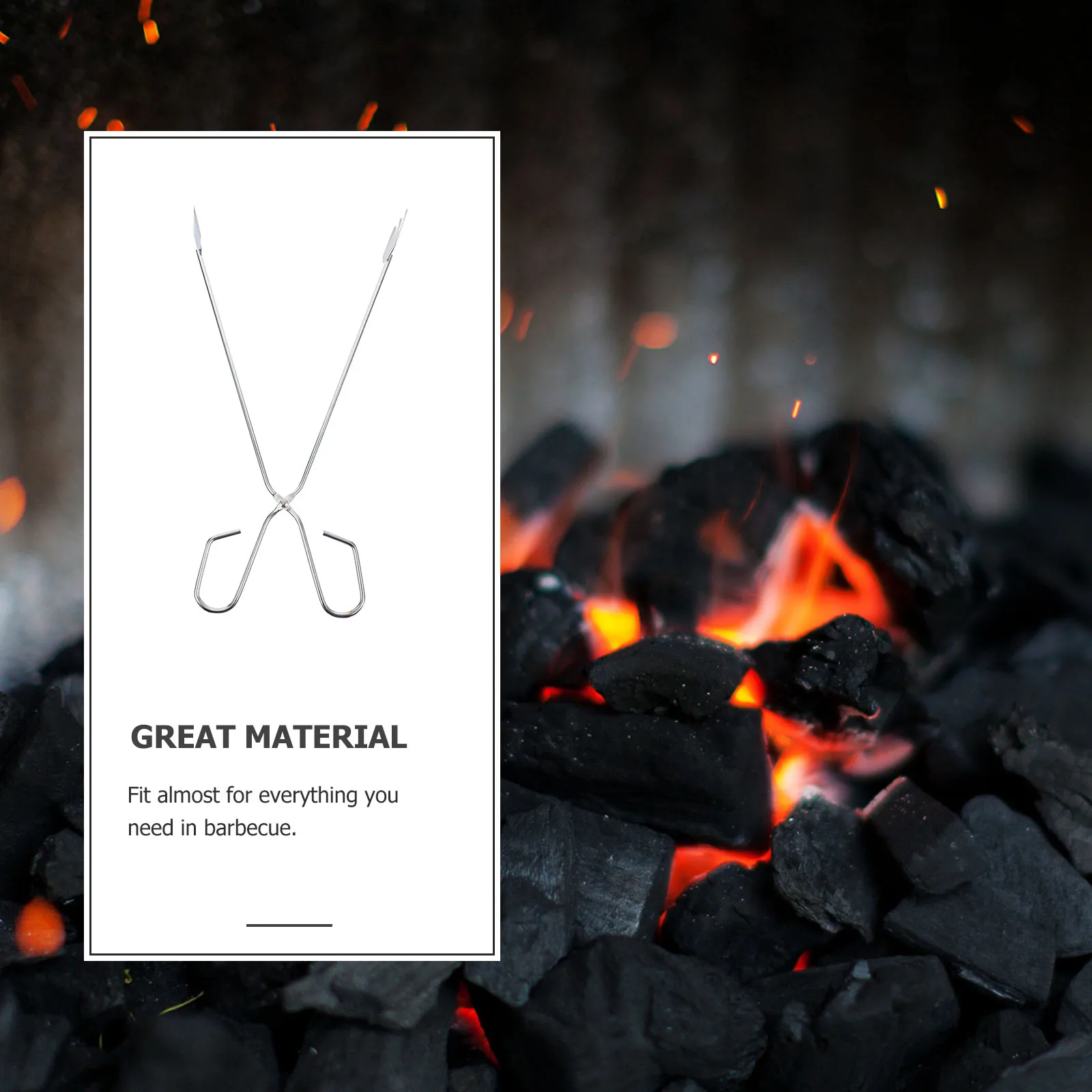 

5pcs Charcoal Tongs Chromium Plated BBQ Grill Accessories Long Handle Clamp for Outdoor Camping Picnic Stable Gripping Kitchen